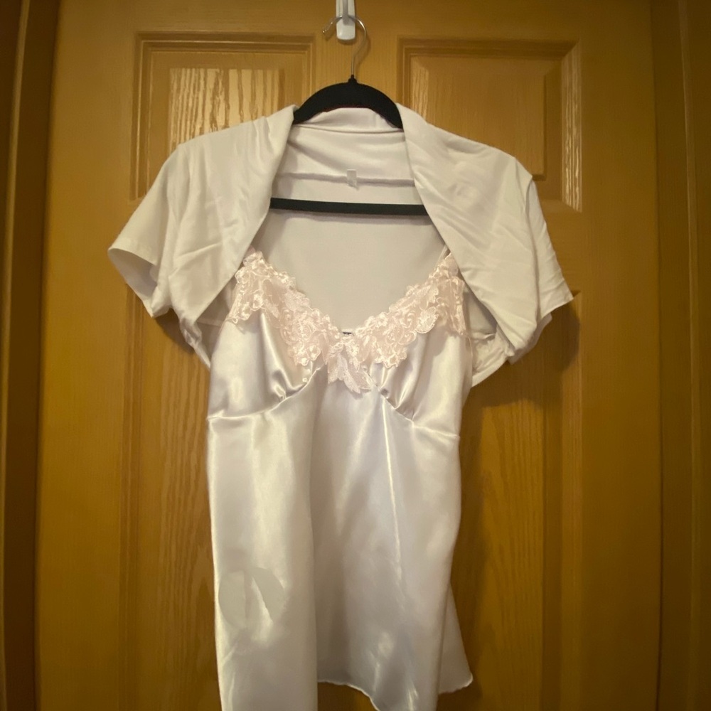 Source Unknown Cream Satin Cardigan